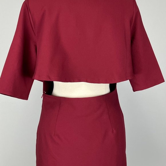 Tobi Womens Burgundy Deep V Neck Mini Dress Cutout Open Back size Large - Picture 6 of 10